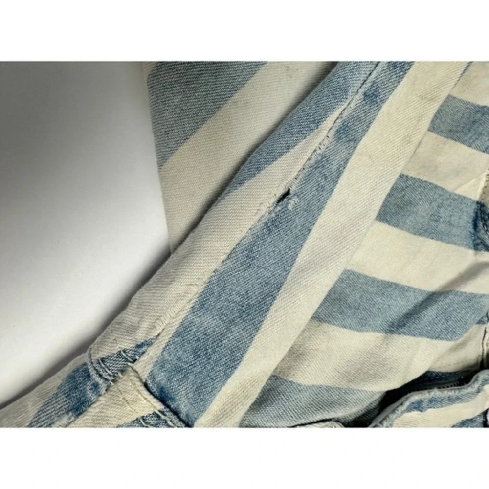 HIS Striped Denim Jean Shorts Jorts womens High Waisted Sz 10 Vintage 80s 90s‎